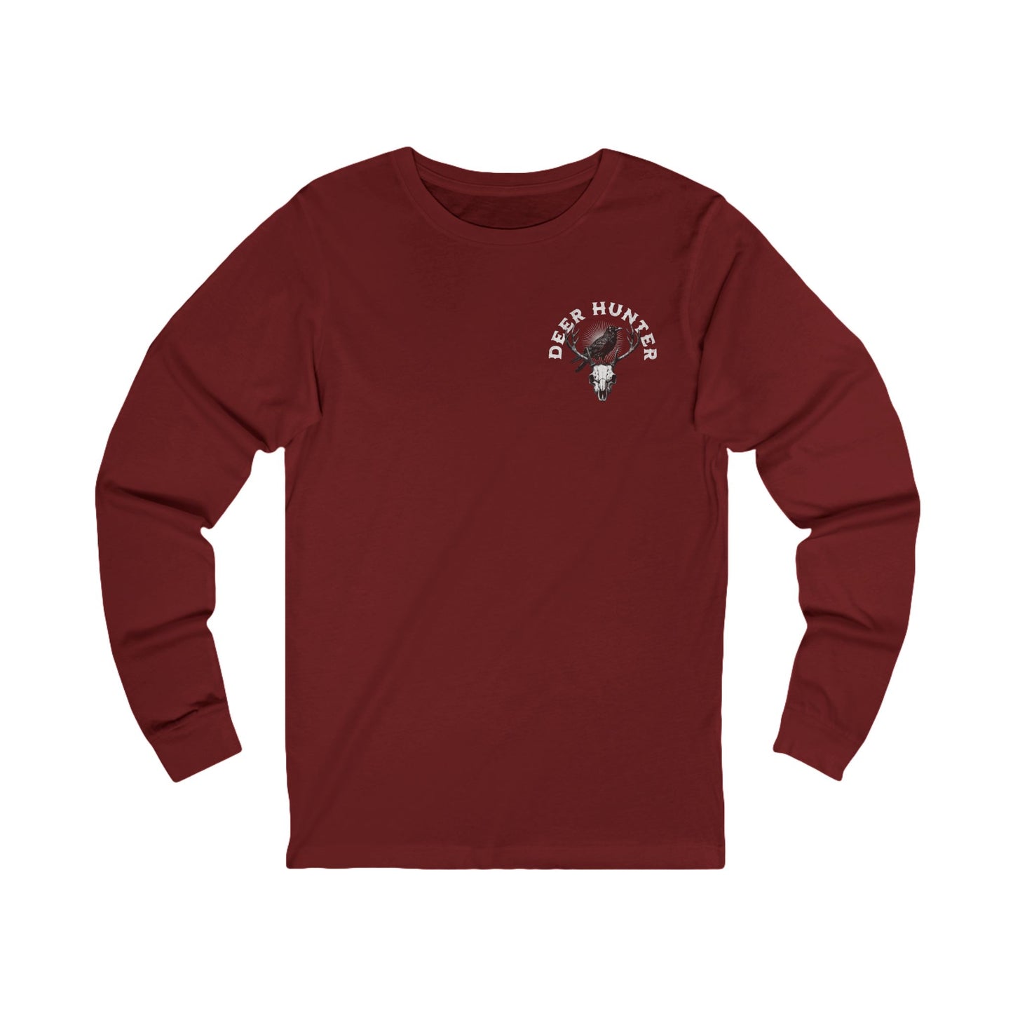 Deer Hunting Long Sleeve T-Shirt Hunting Shirt for Men Skull & Crow Graphic Tee Outdoor Apparel Rustic Wildlife Shirt Gift for Hunters