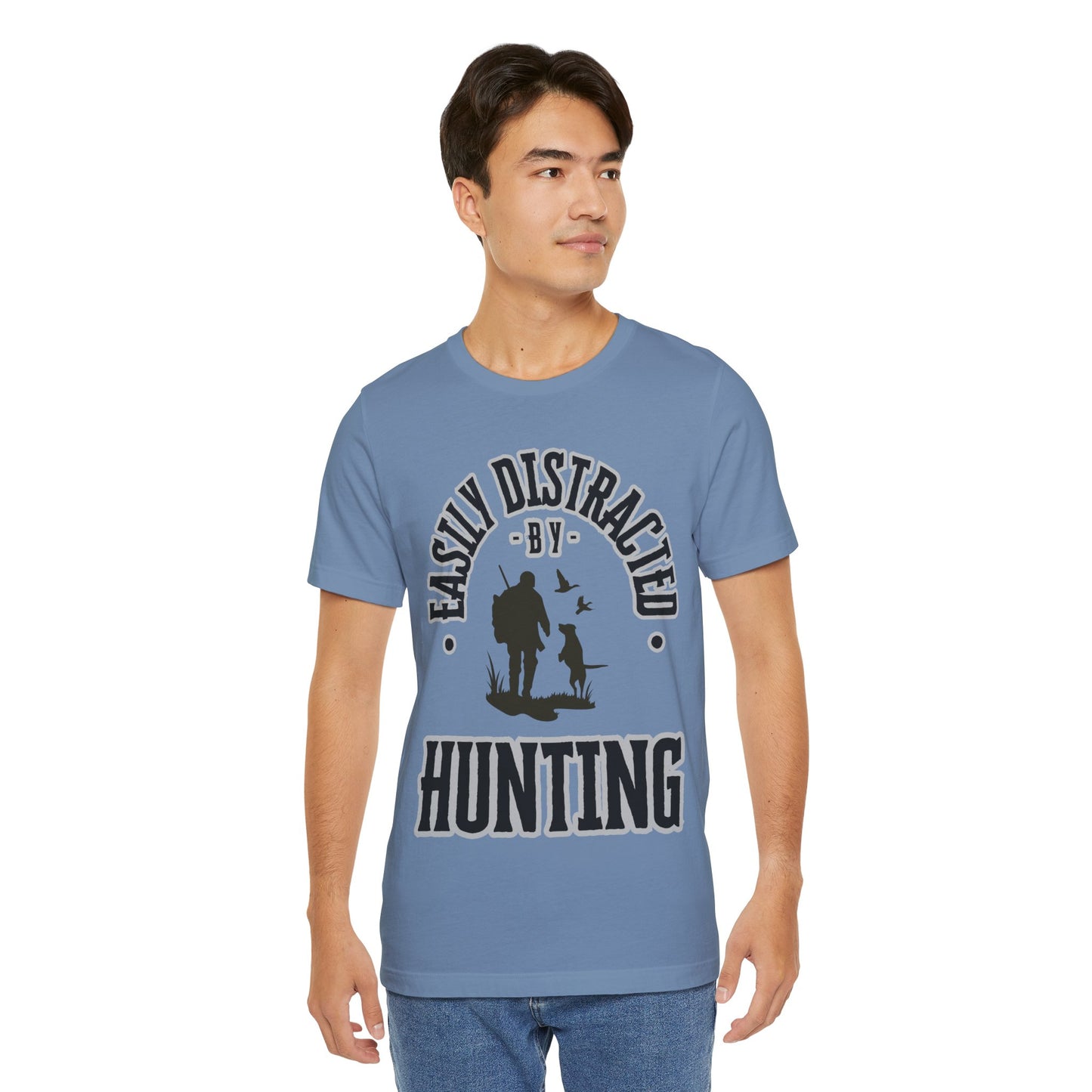 Easily Distracted by Hunting Tee, Duck Hunting T-Shirt, Funny Hunting Shirt, Gift for Hunting Enthusiasts, Perfect for Camping