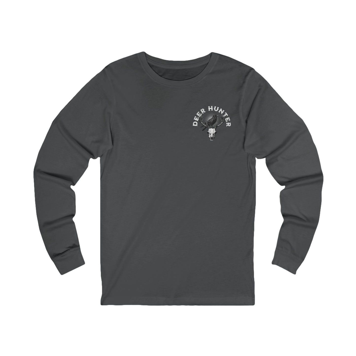 Deer Hunting Long Sleeve T-Shirt Hunting Shirt for Men Skull & Crow Graphic Tee Outdoor Apparel Rustic Wildlife Shirt Gift for Hunters