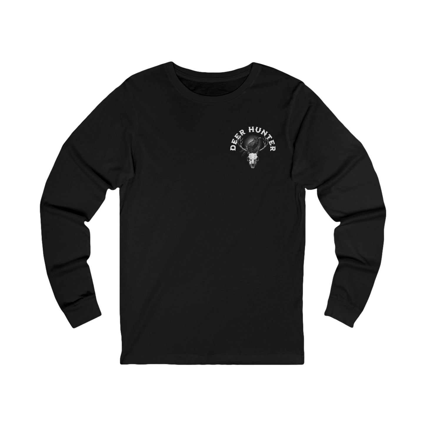 Deer Hunting Long Sleeve T-Shirt Hunting Shirt for Men Skull & Crow Graphic Tee Outdoor Apparel Rustic Wildlife Shirt Gift for Hunters