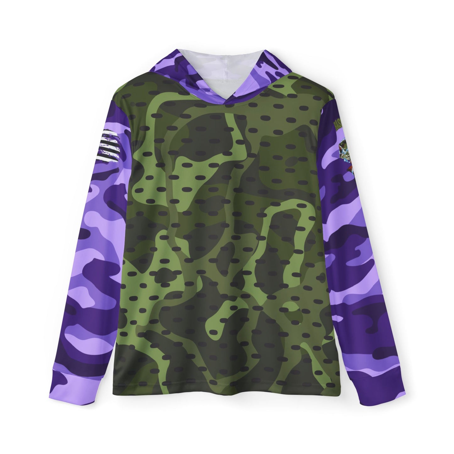 Bass King Swamp Green and Purple Sun Hoodie and Neck Gaiter Bundle