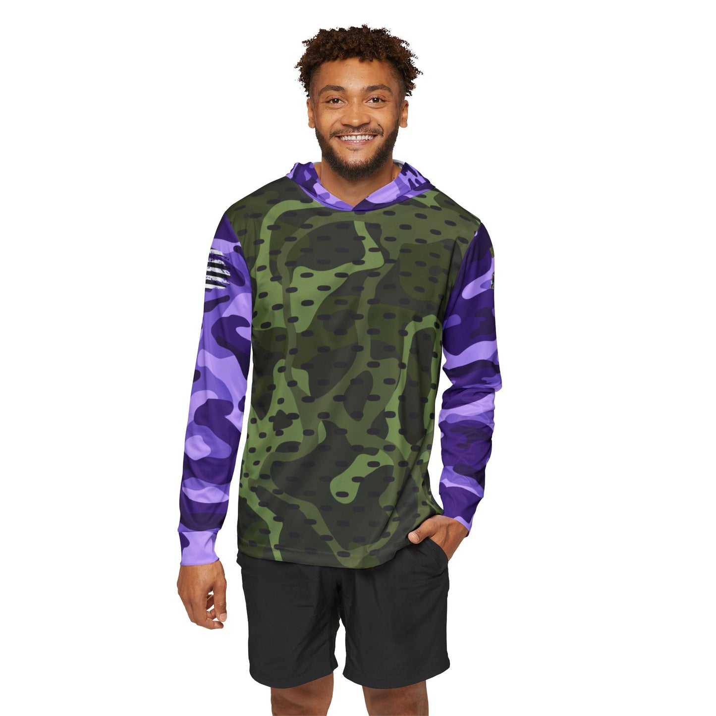 Bass King Swamp Green and Purple Sun Hoodie and Neck Gaiter Bundle