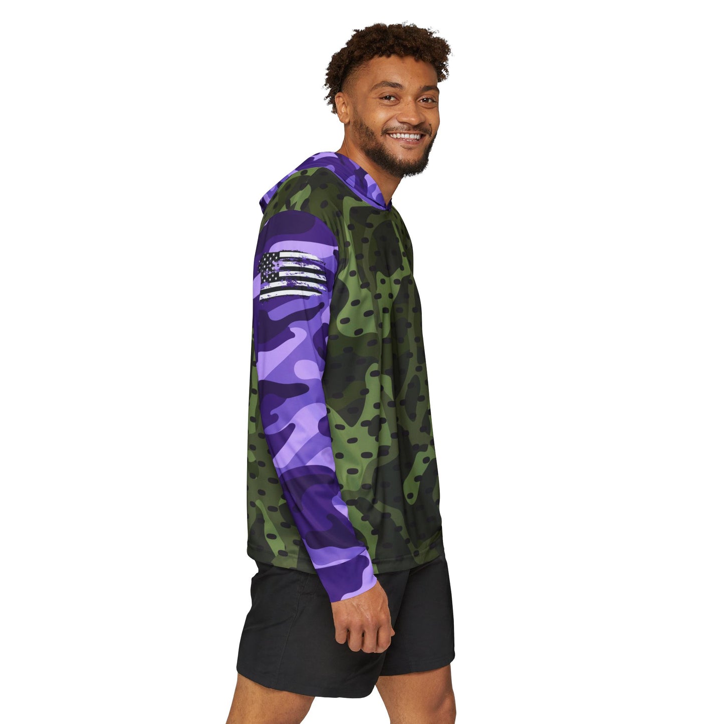 Bass King Swamp Green and Purple Sun Hoodie and Neck Gaiter Bundle