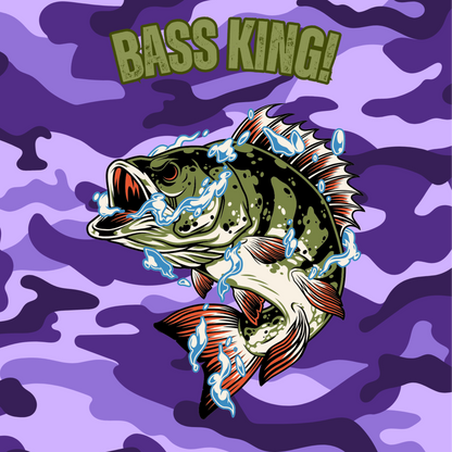 Bass King Swamp Green and Purple Sun Hoodie and Neck Gaiter Bundle